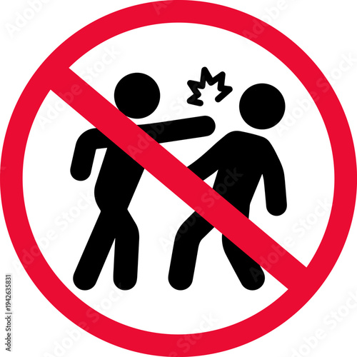 No Fighting or Physical Violence Prohibitory Sign Icon