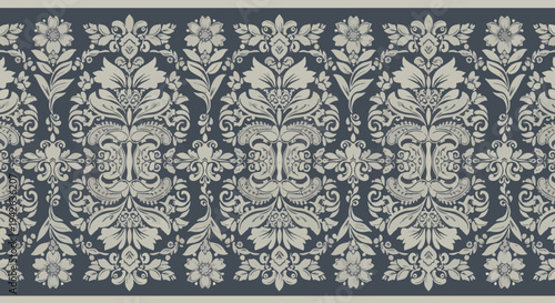 Luxury seamless ornament with baroque damask motifs and elegant composition