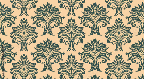 Elegant seamless design with ornate damask motifs and luxurious aesthetic appeal