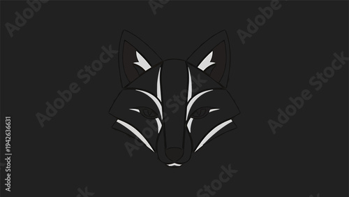 Minimalist Wolf Head Logo Design on Black Background.