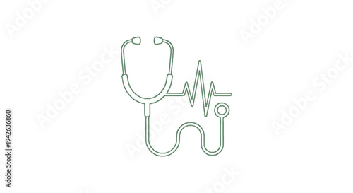 Medical Stethoscope With Heartbeat Line Icon.