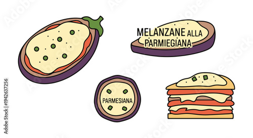 Melanzane alla Parmigiana Line creative bold abstract illustration