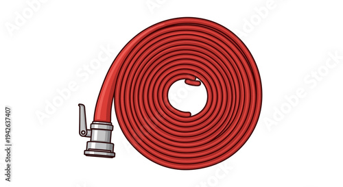 Red Fire Hose Coiled.