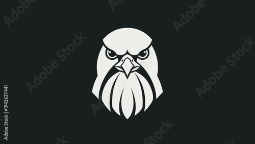 Minimalist White Falcon Head Emblem on Dark Background.