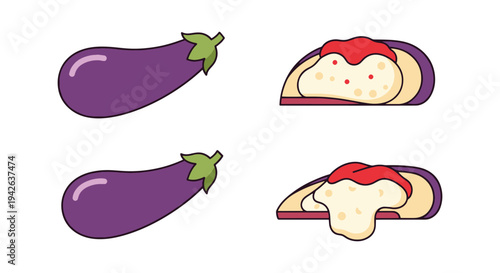 Melanzane alla Parmigiana Line modern smooth artistic abstract vector