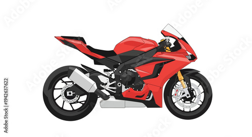 Red Sports Motorcycle Bike.