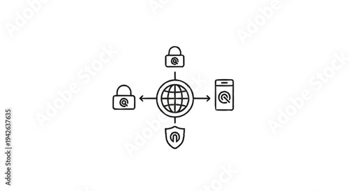 Network Security and Data Protection Concept.