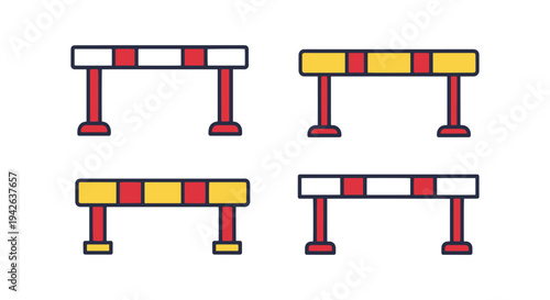 Hurdle Line art vector set modern smooth abstract color