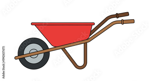 Red Wheelbarrow Illustration.