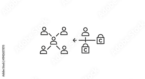 Network of people connected to secure data centers.