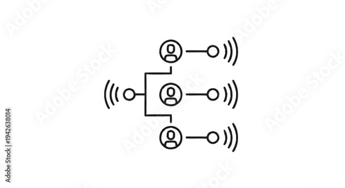 Network of people connected with wireless signals.