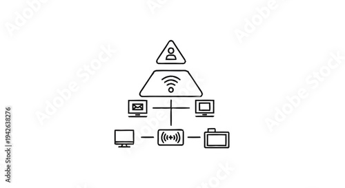 Network security and connectivity diagram with user icon.