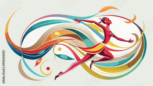 Abstract Flowing Dance Movement Ribbon Vector Art