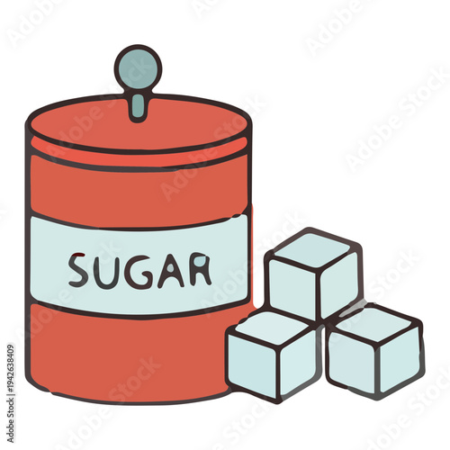 Sugar Jar and Cubes Illustration