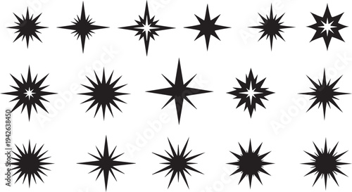Wallpaper Mural Collection of black starburst shapes on white background Torontodigital.ca