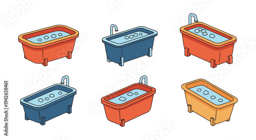 Ice Bath Tub Line art vector minimal bold abstract color