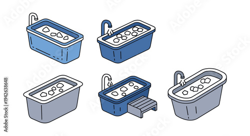 Ice Bath Tub Line art vector minimal geometric abstract color illustration