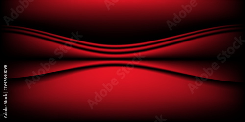 Red studio background. Abstract limbo podium studio room. Dark red gradient wall floor and spotlight scene. Showcase, promotion display. Vector stage mockup illustration
