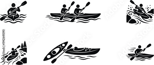 Professional Winter Sports Icon Set Featuring Alpine Skiing Snowboarding Downhill Racing and Mountain Resort Activity Silhouettes