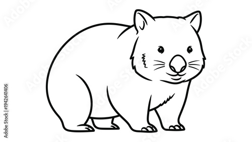 Charming Wombat Illustration: A delightful illustration of a wombat, showcasing its compact body, rounded features, and the endearing expression.