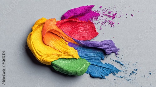 Vibrant Rainbow Paint Strokes on Textured Surface