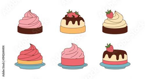 Mousse Line art vector set dynamic modern abstract color illustration