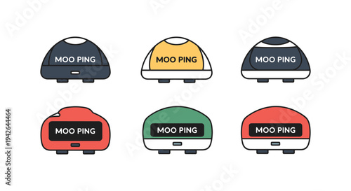 Moo Ping Line art vector set soft abstract color design