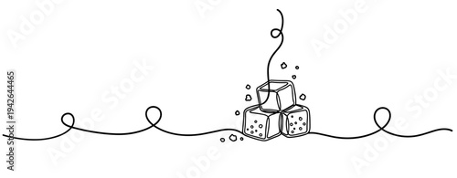 Sugar cubes stacked on continuous decorative line surface. none editable strokes