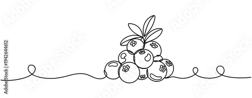 Blueberries piled stationary on continuous line illustration. none editable strokes