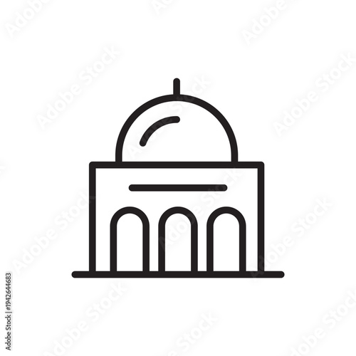 Minimal mosque line icon representing Islamic architecture and Muslim religious buildings