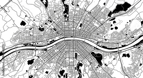 Detailed City Plan Depicting Urban Layout and River Course.