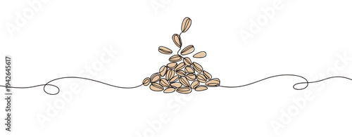 Pile of oat kernels pouring and stacking on white background