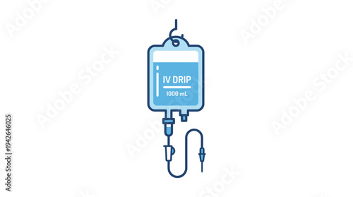 Medical IV drip bag vector illustration on white background