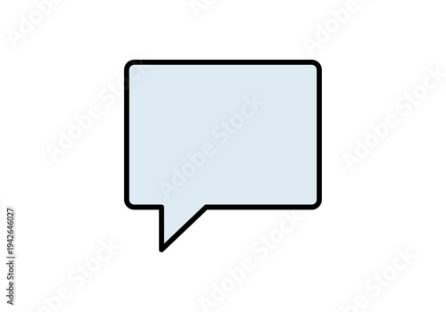 Burbuja de diálogo cuadrada de color azul claro con borde negro 