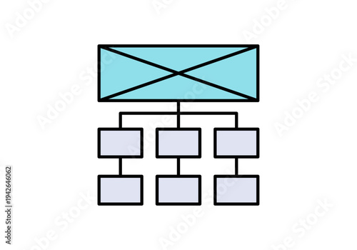 Organigrama jerárquico que representa la estructura corporativa de una empresa o proyecto