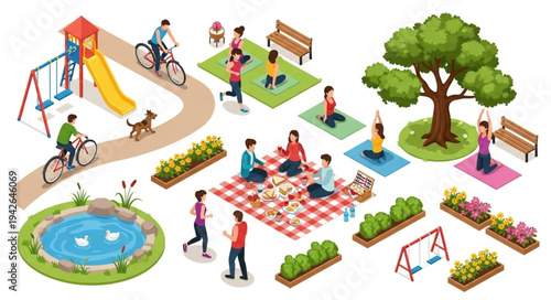 Children Playing in Park Scene.