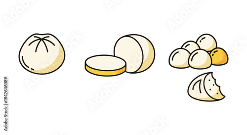 Mozzarella Line art vector colorful modern abstract design illustration