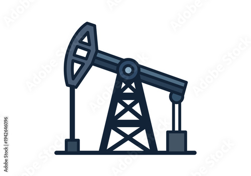 Bomba de extracción de petróleo crudo en una torre de perforación industrial