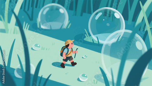 Illustration Of An Adventurous Child Exploring The World Vector Design Template