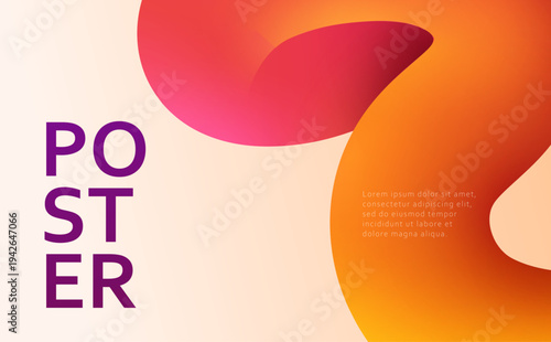 Abstract background with 3d fluid dynamic shapes and vibrant gradients. Modern banner design with wavy liquid tubes. Creative vector illustration for banner, cover or social media