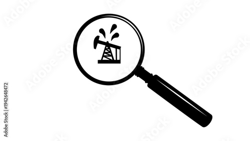 oil exploration, black isolated silhouette