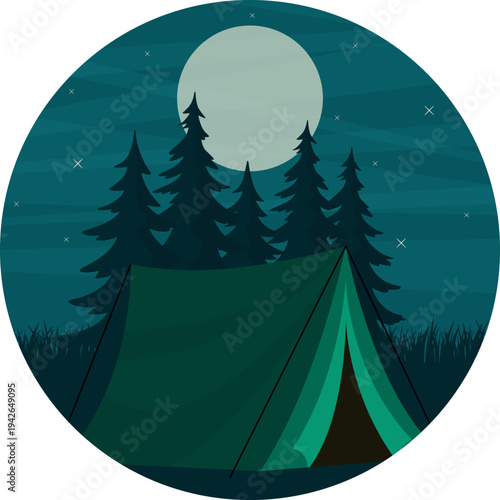 camping in night forest