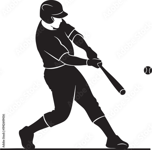 Dynamic Baseball Hitter Silhouette Illustration - Sports Logo and Graphic Design
