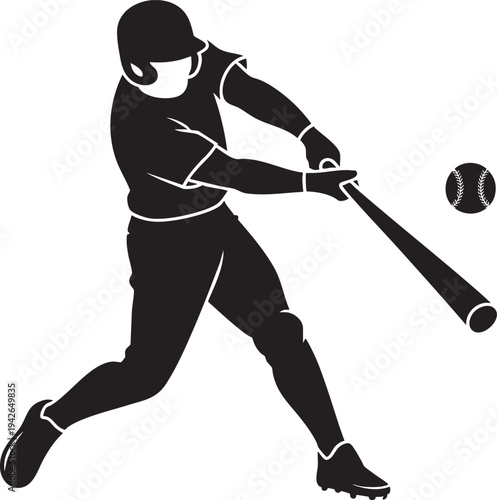 Professional Baseball Hitter Silhouette Set - Athlete Swinging Bat Vector