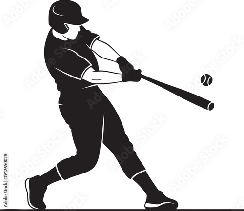 Baseball Batter Hitting Ball Illustration - Sports Athlete Action Pose