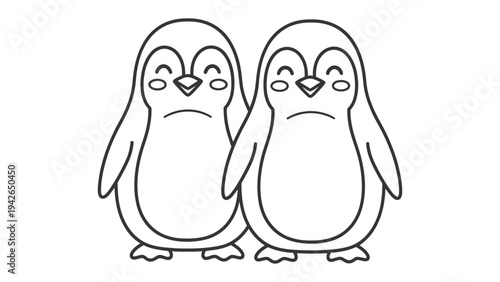 Affectionate Penguin Duo: Adorable penguins stand side-by-side, their bond of friendship and companionship is palpable, creating a charming scene that embodies love and togetherness.