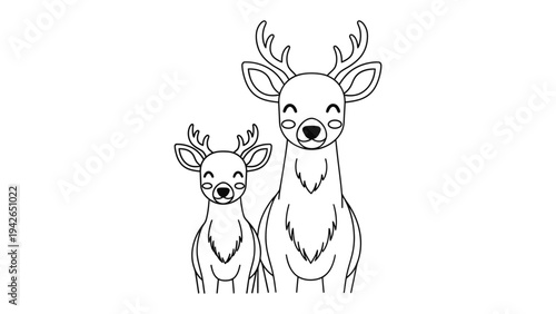 Deer Family Illustration: A delightful illustration showcases a heartwarming moment of togetherness, featuring an adult deer and its fawn standing side by side.
