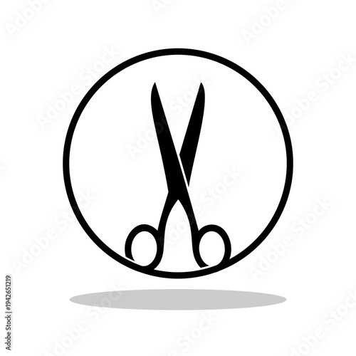 Scissors circle logo with shadow