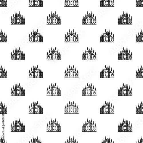 Line art milan duomo outline icons arranged creating a seamless pattern