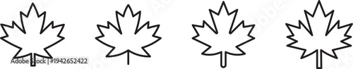 Maple Leaf Icons Set Outline